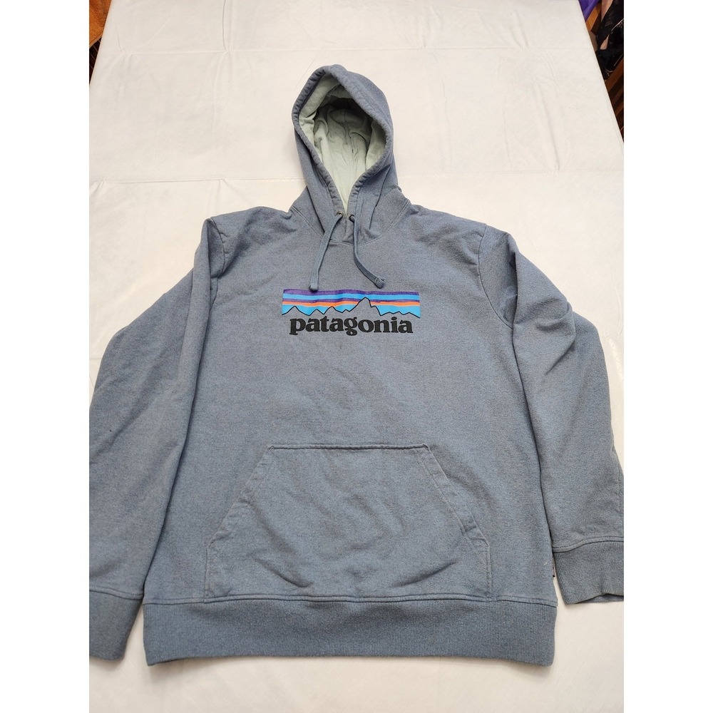 Patagonia Uprisal Hoodie Mens Large‎ Blue Pullover Sweatshirt Recycled Cotton